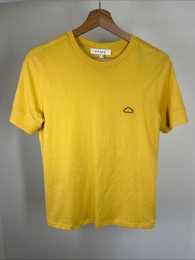 Frame Denim Citrine Yellow Cloud Patch Crew Tee small
